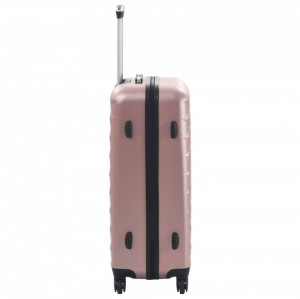 Set valiză carcasă rigidă, 3 buc., roz auriu, ABS - Img 8