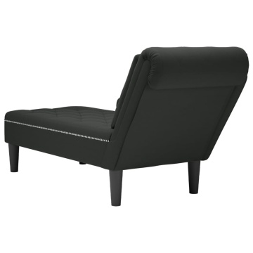 Șezlong cu pernă și cotieră dreaptă, negru, catifea - Img 5