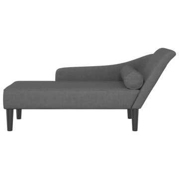 Șezlong cu perne, gri închis, material textil - Img 3