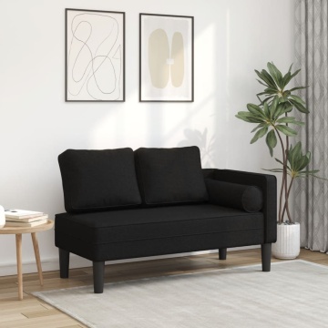 Șezlong cu perne, negru, material textil - Img 1
