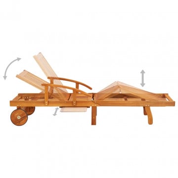 Șezlong de grădină cu masă și pernă, lemn masiv de acacia - Img 3