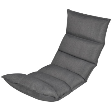 Șezlong de podea pliabil, gri, material textil - Img 1