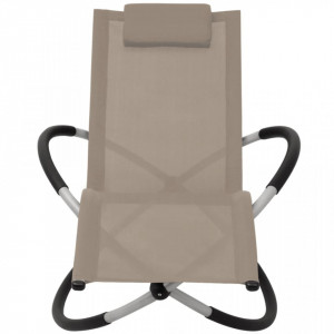 Șezlong geometric de exterior, gri taupe, oțel - Img 2