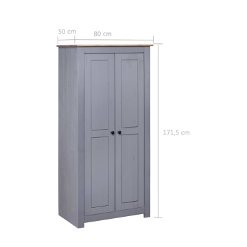 Șifonier, gri, 80 x 50 x 171,5 cm, lemn masiv pin gama Panama - Img 5