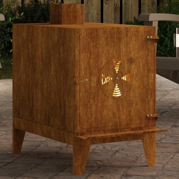 Sobă de camping 35x50x60 cm Oțel Corten - Img 4
