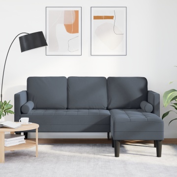 Sofa cu 3 locuri cu șezlong în formă de L gri închis 160 cm din catifea - Img 1