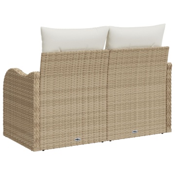 Sofa de grădină cu 2 locuri cu depozitare și perne Bej din ratan sintetic - Img 4