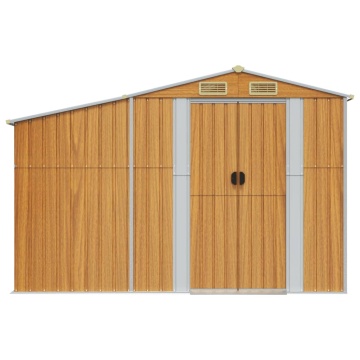 Șopron de grădină maro deschis 277x192,5x179 cm oțel galvanizat - Img 4