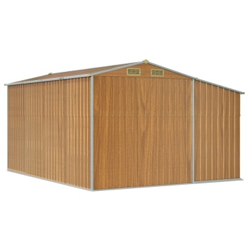 Șopron de grădină maro deschis 277x365,5x179 cm oțel galvanizat - Img 6