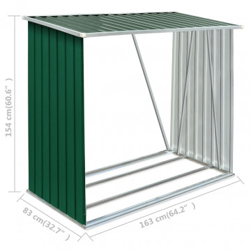 Șopron de lemne grădină, verde, 163x83x154 cm, oțel galvanizat - Img 6