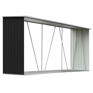 Șopron depozitare lemne antracit 330x84x152 cm oțel galvanizat - Img 2