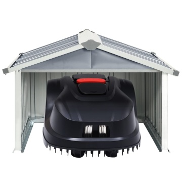 Șopron robot de gazon, gri, 92x97x63cm, oțel zincat - Img 3