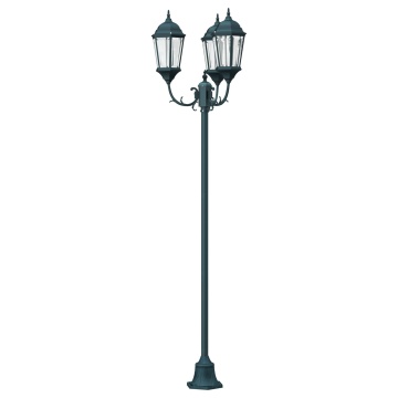 Stâlp de lumină pentru grădină cu 3 lămpi E27 Verde 220 cm Aluminiu - Img 4