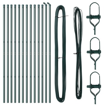 Stâlpi de gard 13 buc Verde Ø32 mm 150 cm Oțel zincat - Img 2