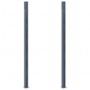 Stâlpi de gard, 2 buc., gri închis, 185 cm, aluminiu - Img 3