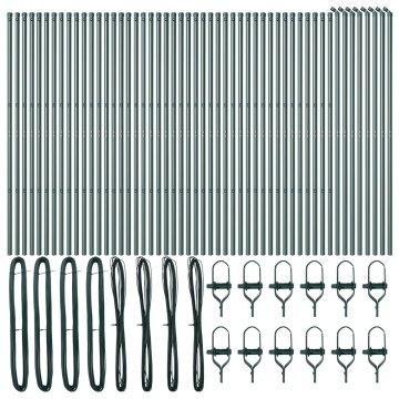 Stâlpi de gard, 52 buc., verde, Ø32 mm, 170 cm, oțel zincat - Img 2