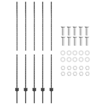 Stâlpi de împrejmuire 10 pcs U-Channel Gri 160 cm Oțel - Img 3