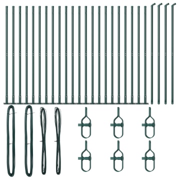Stâlpi Gard Set de 52 Verde Oțel 3.2 x 3.2 x 88.5 cm Durabil - Img 2