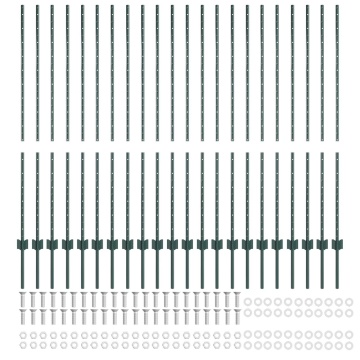 Stâlpi pentru Gard 22 pcs U-Channel Verde 180 cm Oțel - Img 4