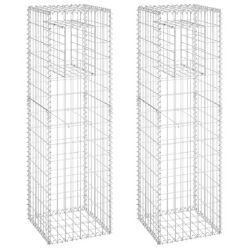 Stâlpi tip coș gabion, 2 buc., 40x40x140 cm, fier - Img 2