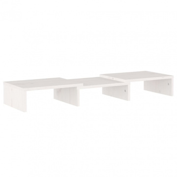 Stand pentru monitor, alb, 60x24x10,5 cm, lemn masiv de pin - Img 4