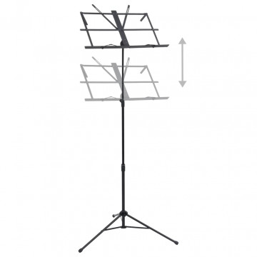 Stativ pentru partituri muzicale, negru, oțel - Img 2