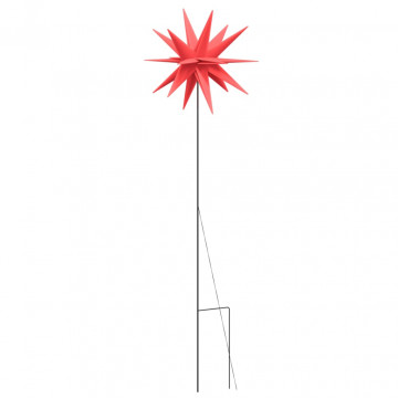 Stea iluminată Moravian pliabilă cu LED/țăruș de sol roșu 57 cm - Img 7