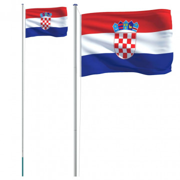 Steag Croația și stâlp din aluminiu, 6,23 m - Img 2