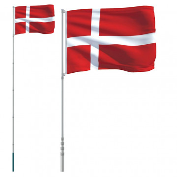 Steag Danemarca și stâlp din aluminiu, 5,55 m - Img 2