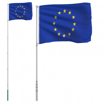 Steag Europa și stâlp din aluminiu, 5,55 m - Img 2