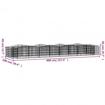 Strat înălțat cu gabion arcuit, 400x100x50 cm, fier galvanizat - Img 5