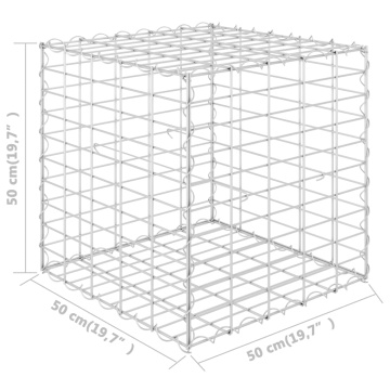 Strat înălțat cub gabion, 50 x 50 x 50 cm, sârmă de oțel - Img 5