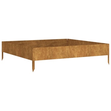 Strat înălțat de grădină, 100x100x26 cm, oțel corten - Img 2