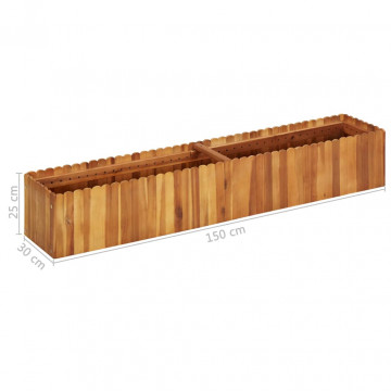 Strat înălțat de grădină, 150x30x25 cm, lemn masiv de acacia - Img 5