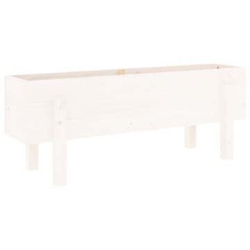 Strat înălțat de grădină, alb, 101x30x38 cm, lemn masiv de pin - Img 4
