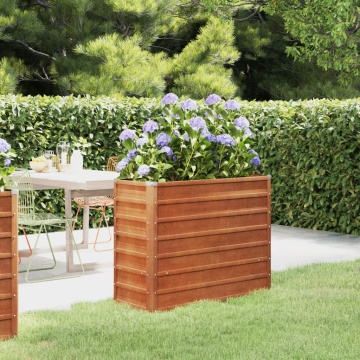 Strat înălțat de grădină, ruginiu, 100x40x77 cm, oțel corten - Img 1