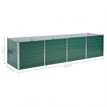 Strat înălțat de grădină, verde, 320x80x77 cm, oțel galvanizat - Img 6