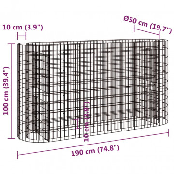 Strat înălțat gabion, 190x50x100 cm, fier galvanizat - Img 7