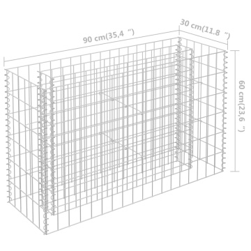 Strat înălțat gabion, 90 x 30 x 60 cm, oțel galvanizat - Img 6