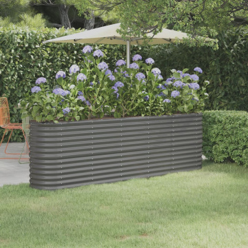 Strat înălțat grădină gri 224x40x68cm oțel vopsit electrostatic - Img 1