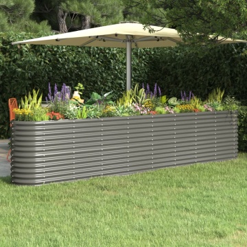 Strat înălțat grădină gri 332x40x68cm oțel vopsit electrostatic - Img 1