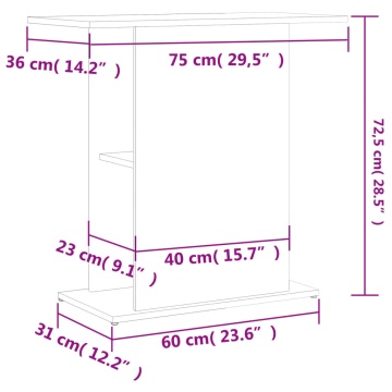 Suport acvariu, stejar maro, 75x36x72,5 cm, lemn prelucrat - Img 7