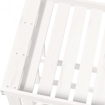 Suport bușteni de exterior, alb, 108x52x74 cm, lemn masiv pin - Img 6