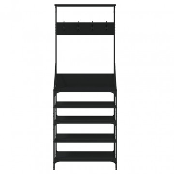 Suport de haine cu raft de pantofi, negru, 70x34x184 cm - Img 4
