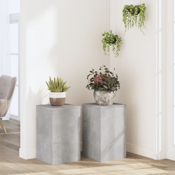 Suport de plante, 2 buc., gri beton, 30x30x50 cm lemn prelucrat - Img 1