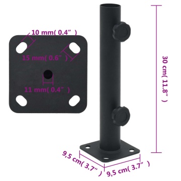 Suport de umbrelă pentru stâlp de Ø32/34/38 mm, negru mat, oțel - Img 5