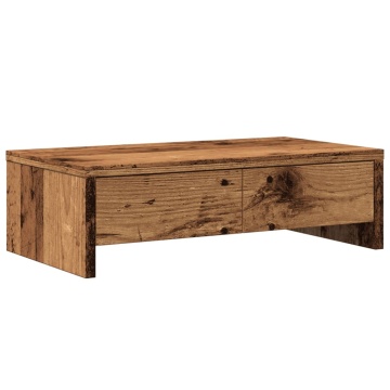 Suport monitor cu sertare lemn vechi 50x27x15 cm lemn prelucrat - Img 2