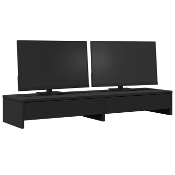 Suport monitor cu sertare, negru, 100x27x15 cm, lemn prelucrat - Img 3