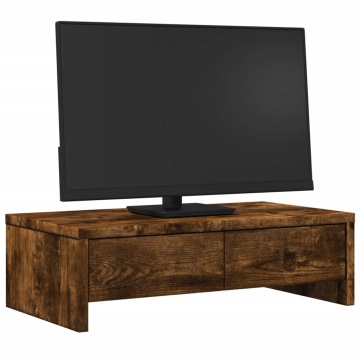 Suport monitor cu sertare, stejar fumuriu, 50x27x15 cm, lemn - Img 3