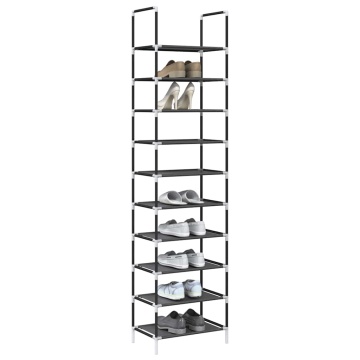 Suport pantofi 10 niveluri negru 44x28x180 cm țesătură nețesă - Img 1